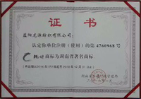 龙源商标为湖南省著名商标